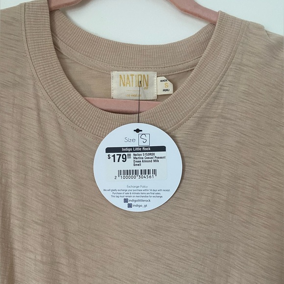 NWT Nation Ltd Martine Casual Peasant Dress in Almond Milk size Small - Picture 3 of 9